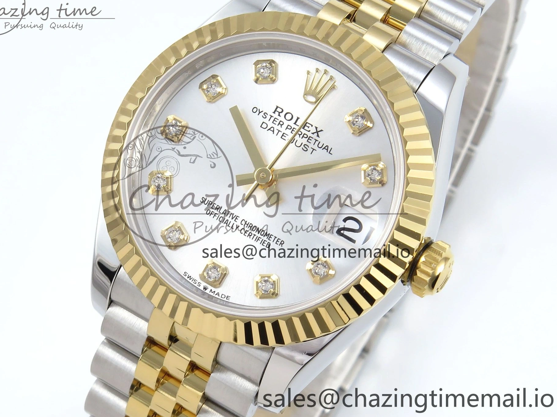 0214 DateJust 31 278273 ARF 1:1 Best Edition 904L Steel Silver Diamonds Dial on SS YG Jubilee Bracelet ETA TechFriendly 571